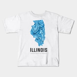 Illinois state map abstract blue Kids T-Shirt